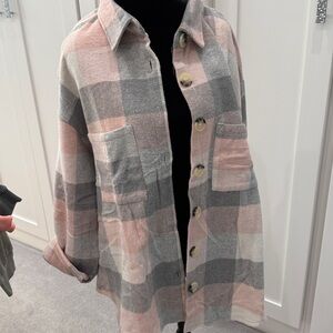 Plaid Button-Up Shirt Jacket